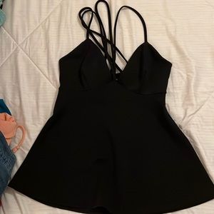 Express Strappy Black Tank with side zipper